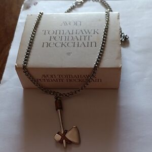 Avon Silver and Brown Tomahawk Necklace